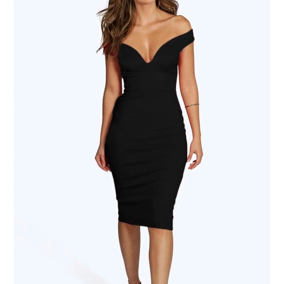 BOOHOO sweetheart off the shoulder midi dress - Picture 1 of 3